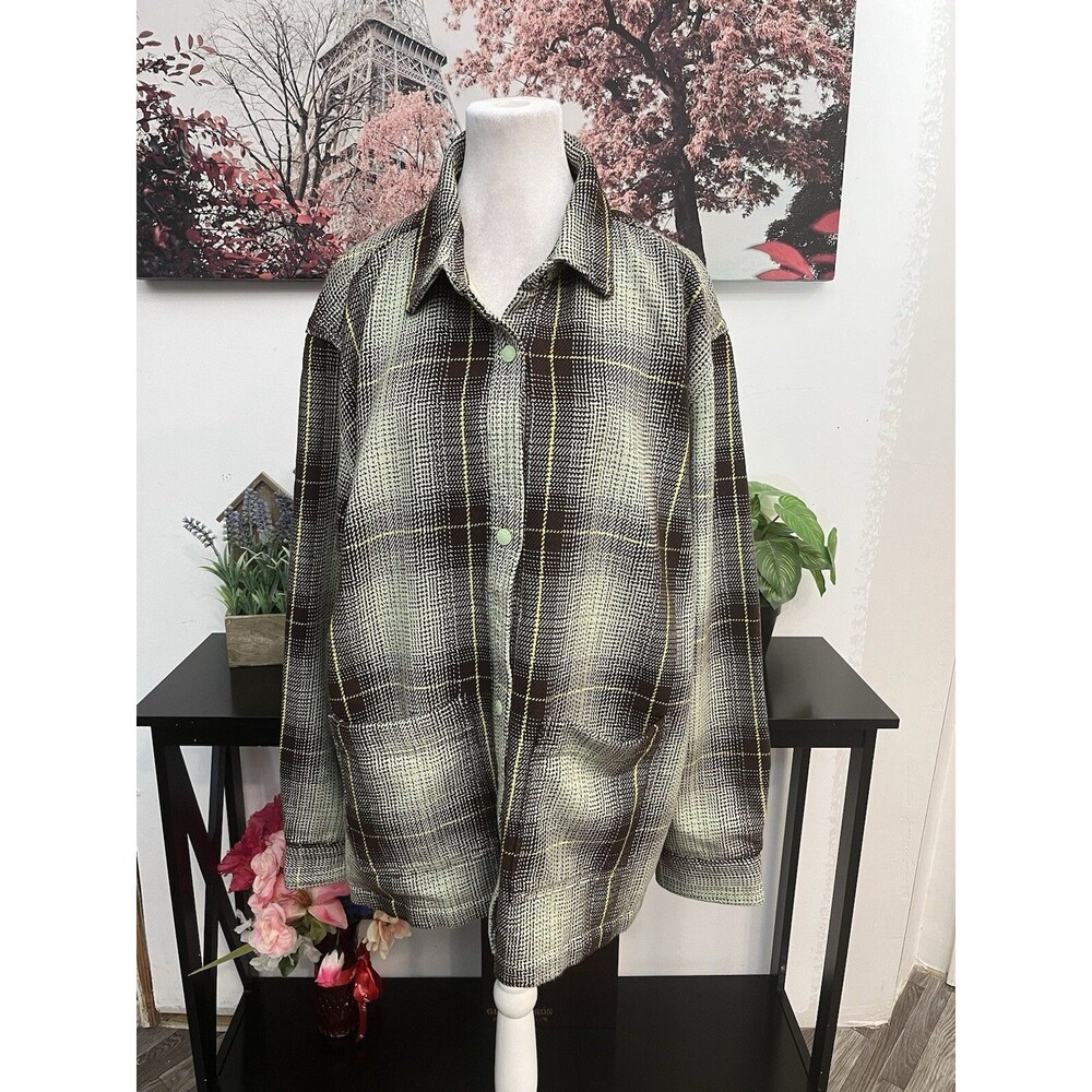 NWT The North Face Women's XL Valley Twill Utility Jacket Misty Sage Plaid Shirt